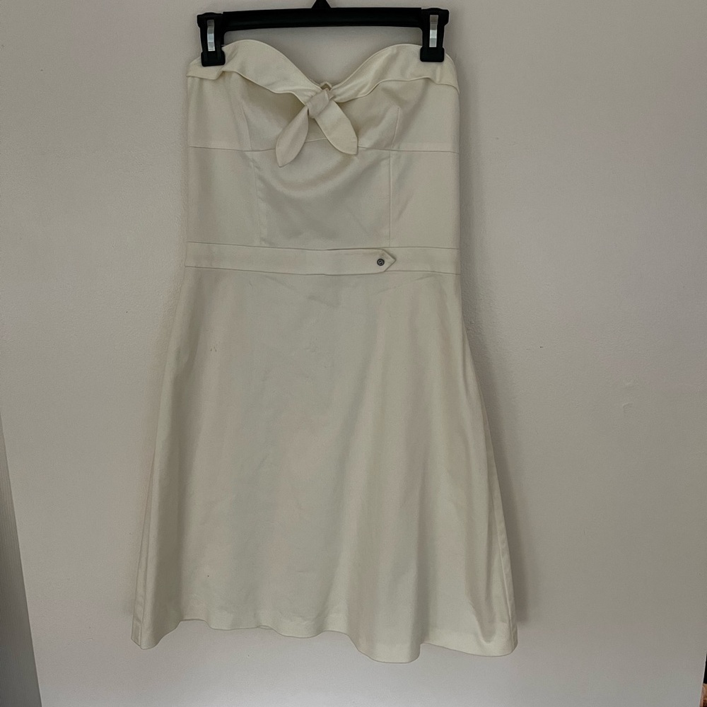 TIBI white strapless bow dress size 8